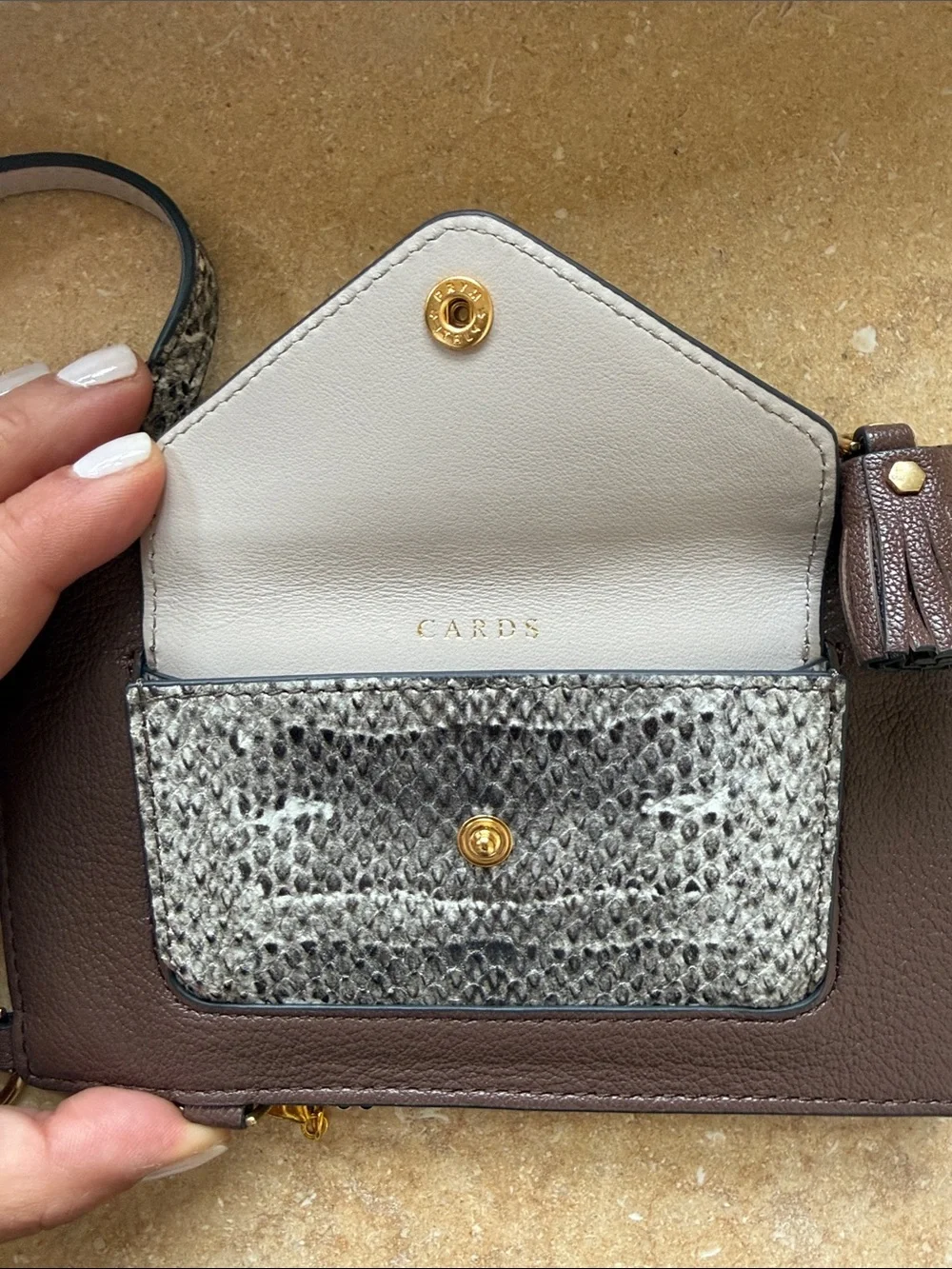 • Anya Hindmarch Brown with GrayTextured Crossbody Phone bag